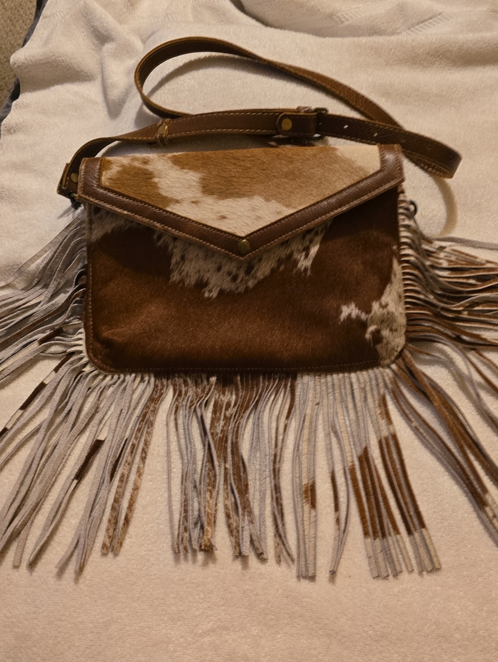 Myra Bag Fancy Delight Cowhide Fringe Crossbody Bag